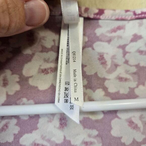 FLORA NIKROOZ Medium Knit Flora Printed Wrap Short Robe Kimono Lace Trim Sleeve - Picture 4 of 7